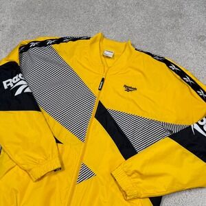 Reebok Classic Mens Yellow Black Colorblock Vector Track Jacket EC4624 Size M